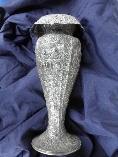 Antique Repousse Paneled Vase